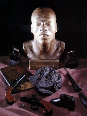 Corder's relics from Moyse's Hall postcard. Photography by Graham Portlock.