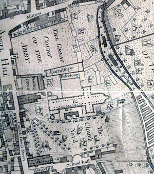 Warren's map of the Abbey Grounds when it was in private ownerships.