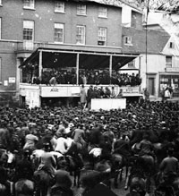 An election by open voting - Angel Hotel, 1865. Picture by William Spanton.  Picture by courtesy of the Jarman collection held by the Bury St Edmunds Past and Present Society at www.BuryPastAndPresent.org.uk